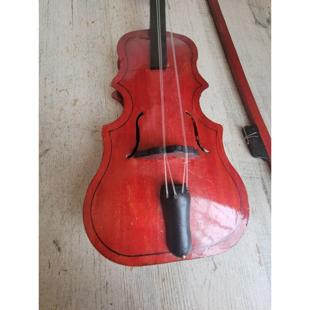 Vintage wooden violin bow display Xmas home decor music figure unique